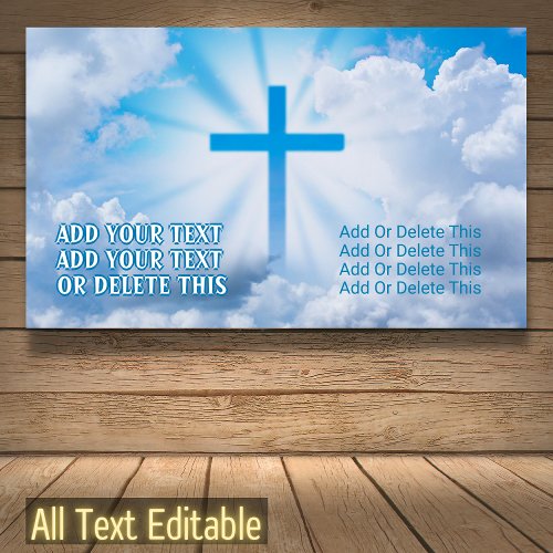 Jesus Cross White Clouds Blue Sky Beaming Easter Banner