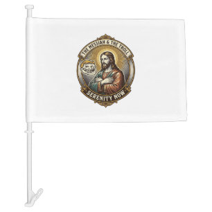 Jesus Crossing Arms Internet Troll Face Emoji Humo Car Flag