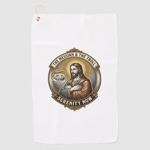 Jesus Crossing Arms Internet Troll Face Emoji Humo Golf Towel