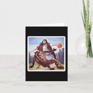 Jesus Crossing Up Satan Basketball Card