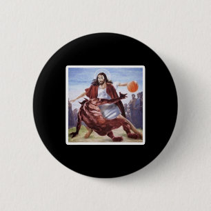 Jesus Crossing Up Satan Bysketbyll Button