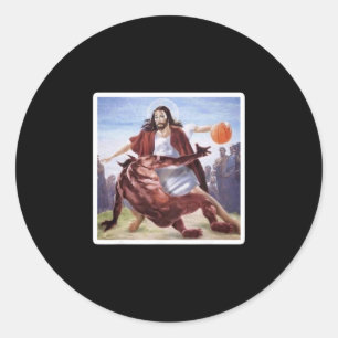 Jesus Crossing Up Satan Sketll Classic Round Sticker