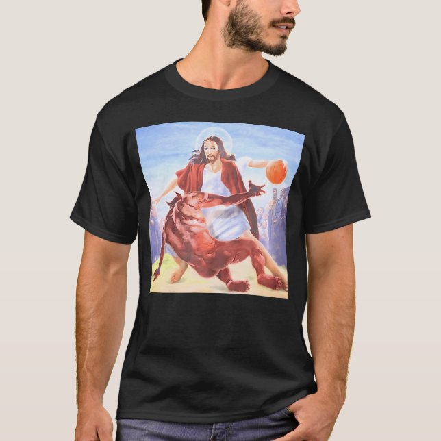 Jesus Crossing Up The Devil Funny Christian        T-Shirt (Front)