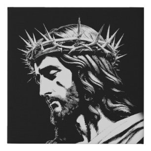 Jesus Crown of Thorns Christian Faux Canvas Print