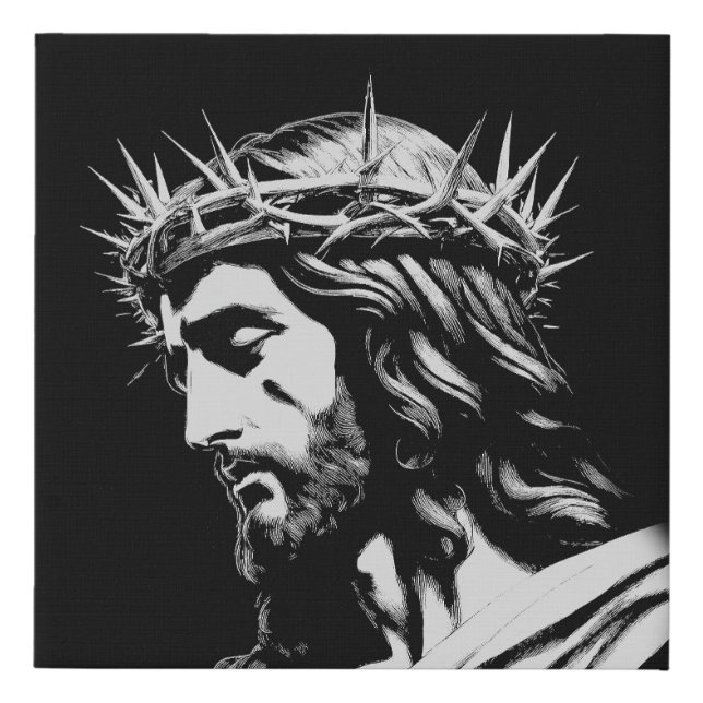 Jesus Crown of Thorns Christian Faux Canvas Print (Front)