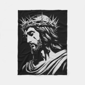 Jesus Crown of Thorns Christian Fleece Blanket