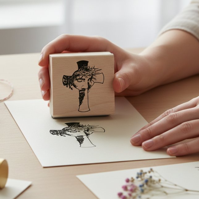 Jesus Crown of Thorns Wood Art Rubber Stamp (Share your faith with every stamp.)