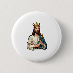 Jesus Crown Scepter Vintage Engraving Shirt 2 Button
