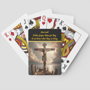 Jesus Crucified Above Peaceful Water Scene Poker Cards