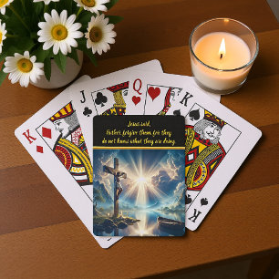 Jesus Crucified Above Waters Awaiting Resurrection Poker Cards