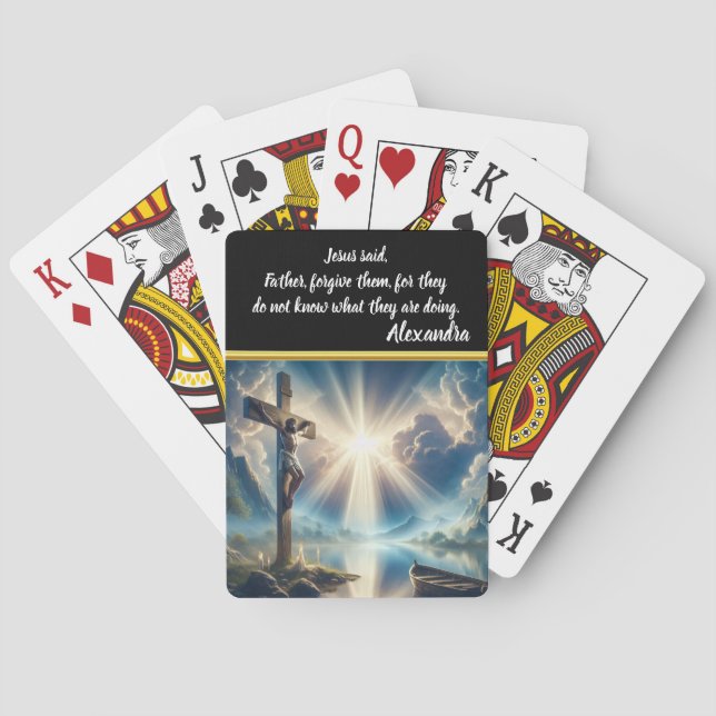 Jesus Crucified Above Waters Awaiting Resurrection Poker Cards (Back)