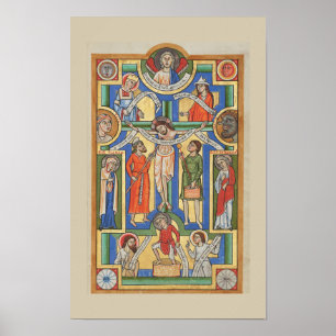 Jesus Crucified Medieval illumination Poster