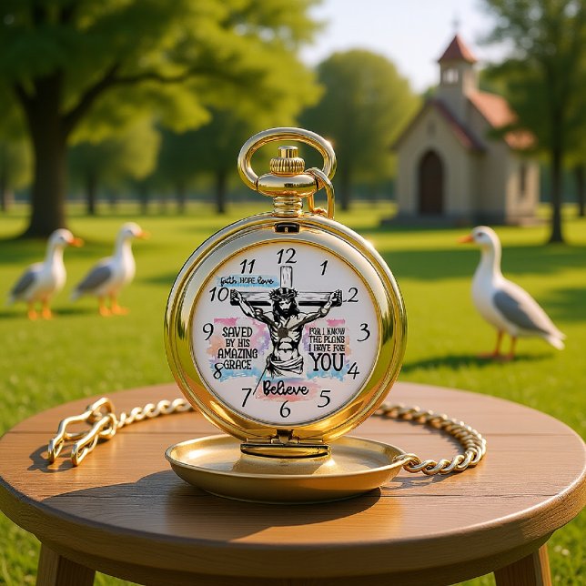 Jesus Crucified On The Cross, Pocket Watch (Creator Uploaded)