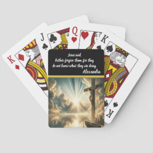 Jesus Crucifixion Above Waters of Reflection Poker Cards