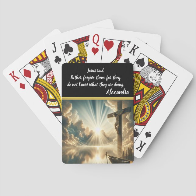 Jesus Crucifixion Above Waters of Reflection Poker Cards (Back)