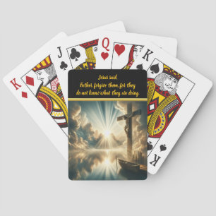 Jesus Crucifixion Above Waters of Reflection Poker Cards