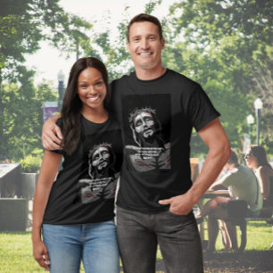 Jesus Crucifixion Art Noir Bible Verse Black T-Shirt