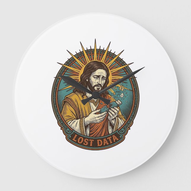 Jesus Crushed USB Flash Drive Lost Data Humor_1 Large Clock (Front)