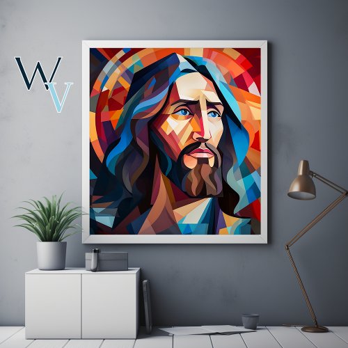 Jesus Cubism Art Poster