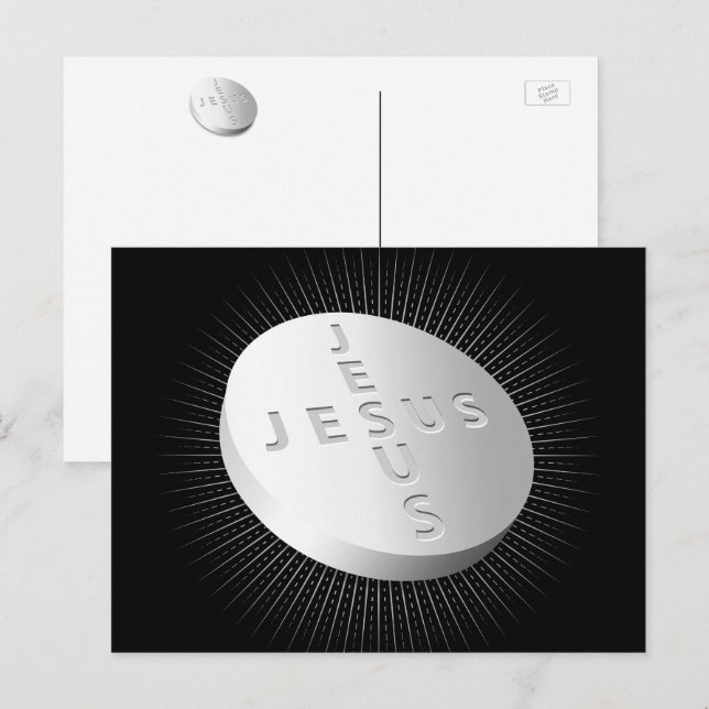 Jesus Cures Heals Pill - Christian Faith Pray God Holiday Postcard (Front/Back)