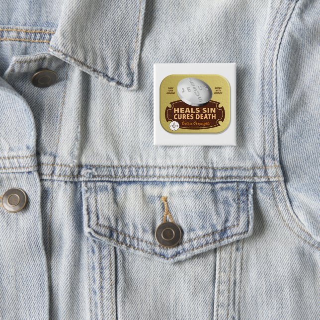 Jesus Cures Pill - Christian Christ Faith God Love Button (In Situ)