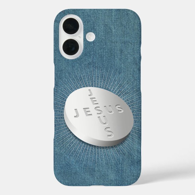 Jesus Cures Pill Christian Religious Faith Denim Case-Mate iPhone Case (Back)