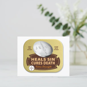 Jesus Cures Pill - Christian Religious Faith Pray Holiday Postcard