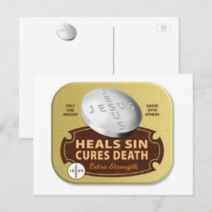 Jesus Cures Pill - Christian Religious Faith Pray  Holiday Postcard