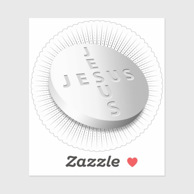 Jesus Cures Pill Tablet Christian Starburst Cross Sticker (Sheet)