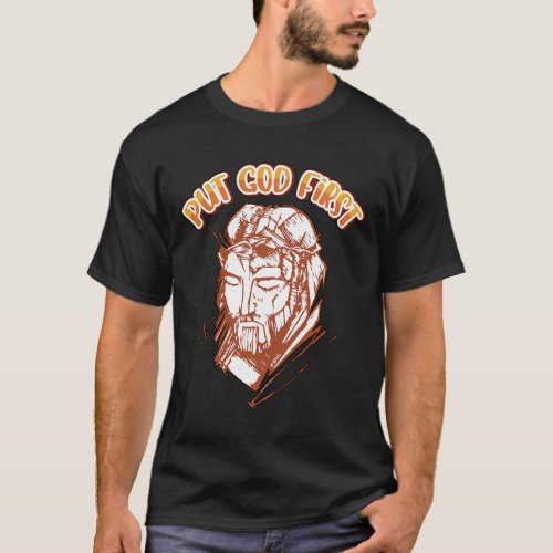 Jesus Cute Boho Put God First Positive Religious C T_Shirt