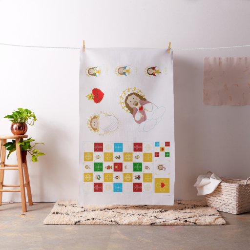 Jesus & Cute Saints Baby Quilt Squares and Dolls Fabric