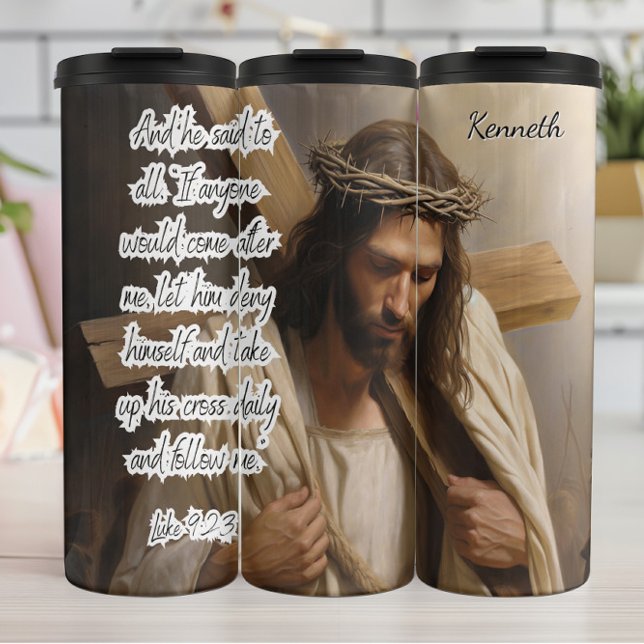 Jesus: Daily Cross, Follow Me Thermal Tumbler (Creator Uploaded)