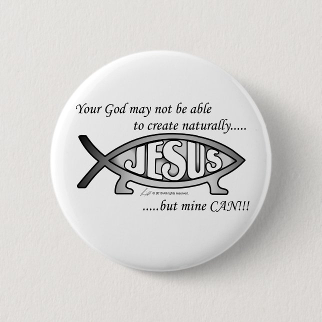 Jesus & Darwin Fish Button/Pin Button (Front)