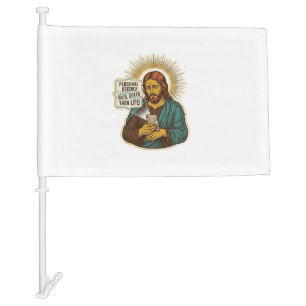 Jesus Dead Phone No Music Heavy Lift Gym Humor_1 Car Flag