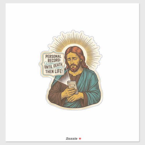 Jesus Dead Phone No Music Heavy Lift Gym Humor_1 Sticker