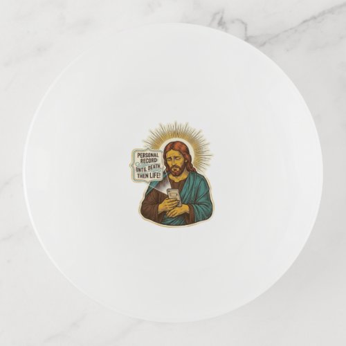 Jesus Dead Phone No Music Heavy Lift Gym Humor_1 Trinket Tray