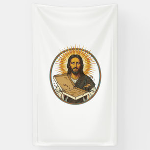 Jesus Deceived By Empty Pizza Box Party Food Humor Banner