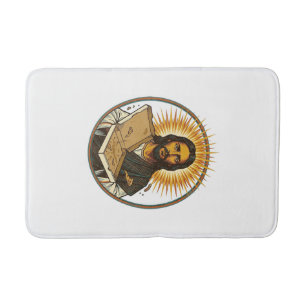 Jesus Deceived By Empty Pizza Box Party Food Humor Bath Mat