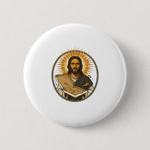 Jesus Deceived By Empty Pizza Box Party Food Humor Button