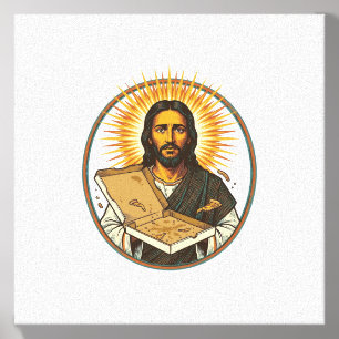 Jesus Deceived By Empty Pizza Box Party Food Humor Canvas Photo Tile