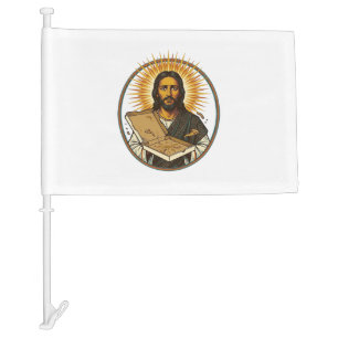 Jesus Deceived By Empty Pizza Box Party Food Humor Car Flag