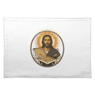 Jesus Deceived By Empty Pizza Box Party Food Humor Cloth Placemat