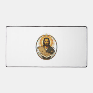 Jesus Deceived By Empty Pizza Box Party Food Humor Desk Mat