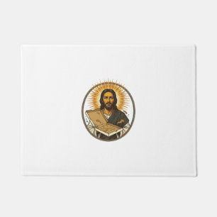 Jesus Deceived By Empty Pizza Box Party Food Humor Doormat