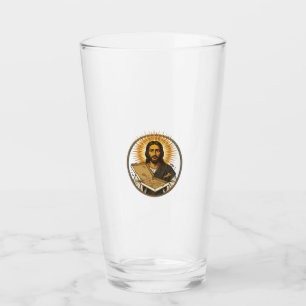 Jesus Deceived By Empty Pizza Box Party Food Humor Glass
