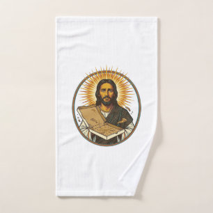 Jesus Deceived By Empty Pizza Box Party Food Humor Hand Towel