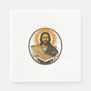 Jesus Deceived By Empty Pizza Box Party Food Humor Napkins