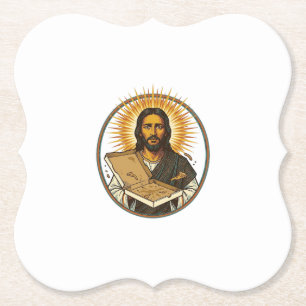 Jesus Deceived By Empty Pizza Box Party Food Humor Paper Coaster