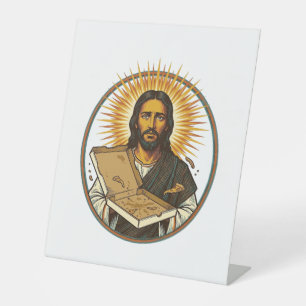 Jesus Deceived By Empty Pizza Box Party Food Humor Pedestal Sign