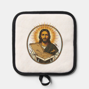 Jesus Deceived By Empty Pizza Box Party Food Humor Pot Holder